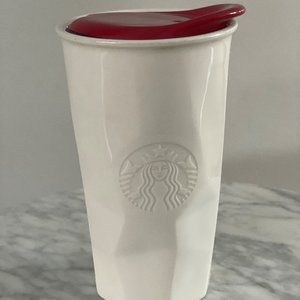 Starbucks White Ceramic Travel Mug